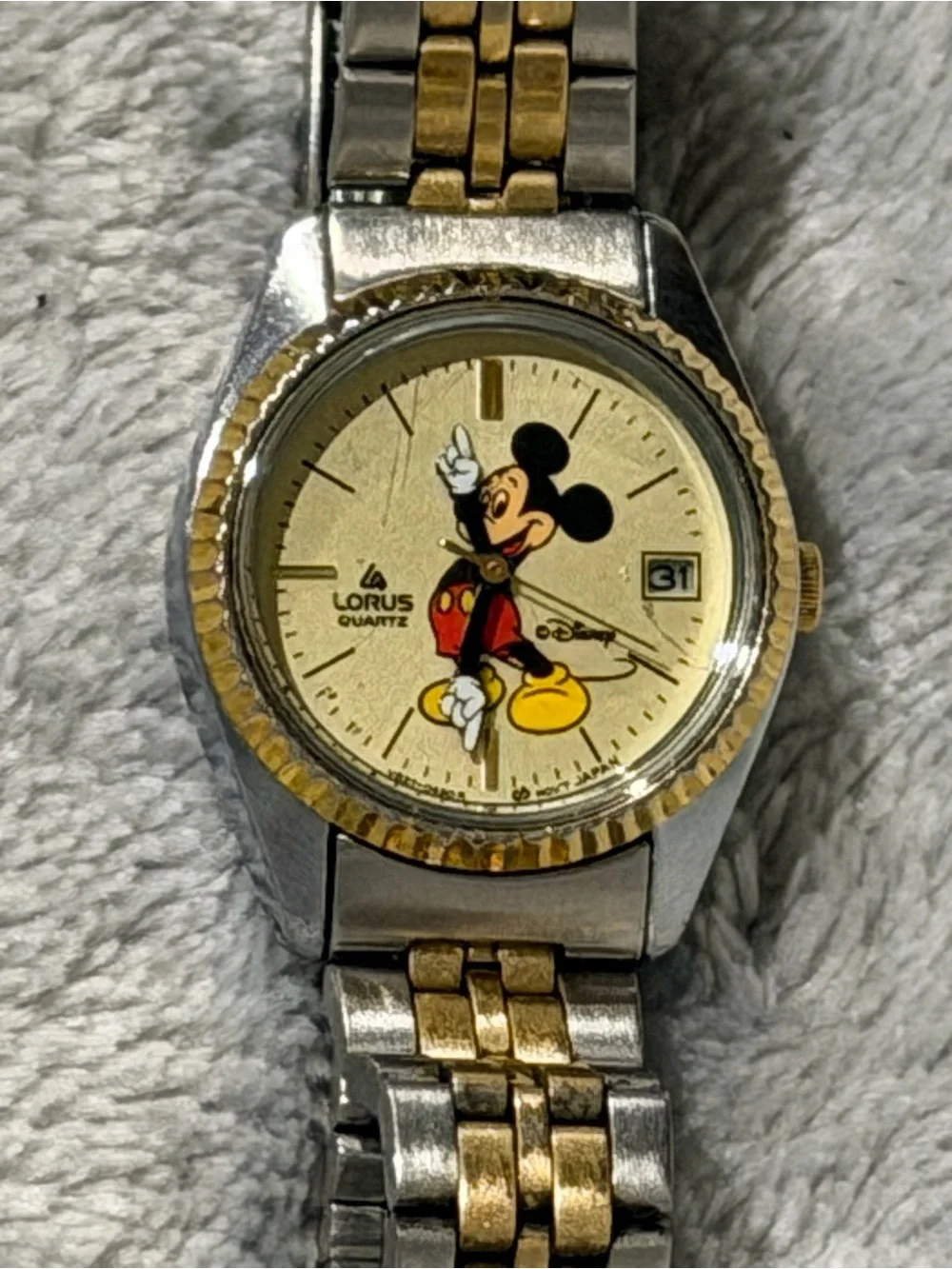 Lorus Women's Two-Tone Mickey Mouse Gold Dial Quartz Watch